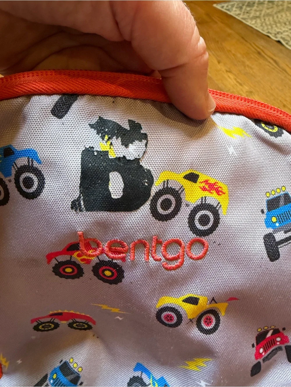 Kids Gray and Orange Truck Print Backpack - Unbranded